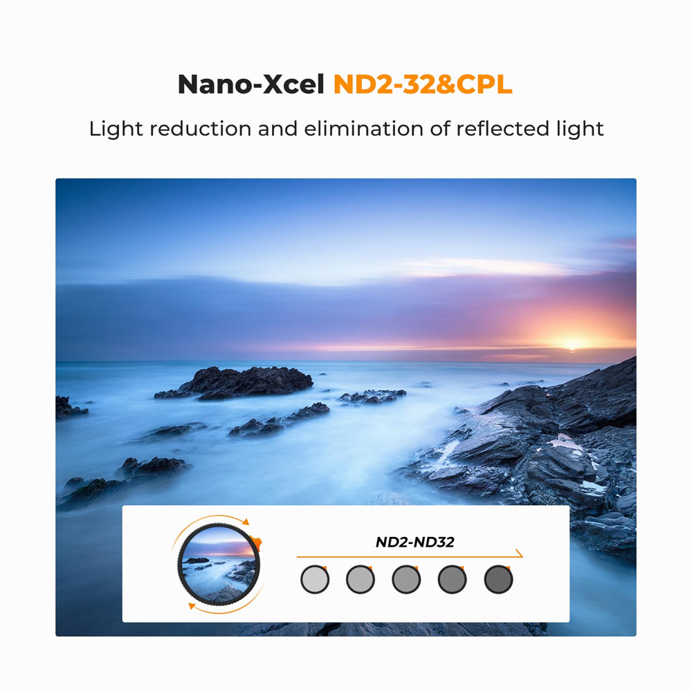 K&F Concept 72mm Variable Fader ND2-ND32 ND Filter and CPL Circular Polarizing Filter 2 in 1 MRC 28-Layer for Camera Lens No X Spot Weather Sealed-KF01.1086V1