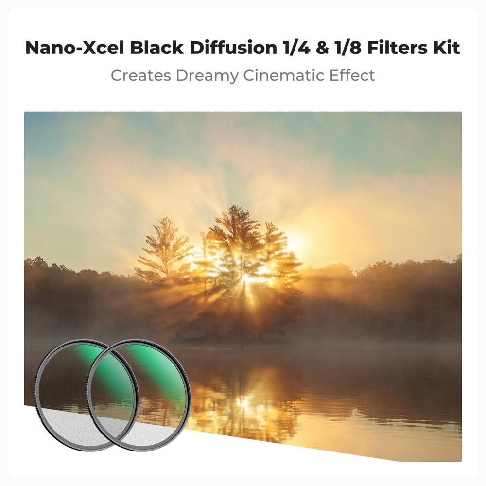 K&F Concept 82mm Black Diffusion Pro-Mist 1/4 + 1/8 Filter Kit Cinematic Effect Filter for Vlog/Video/Portrait Image with 28 Multi-Layer Coated-Nano-X (SKU.1914)