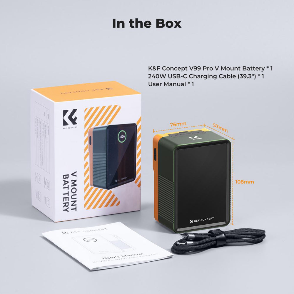 K&F Concept V Mount Battery 99Wh (14.8V/6700mAh) PD100W Mini V-Mount Battery with DC/D-Tap/Dual USB-C/USB-A/TFT Display for Camera Camcorder Video Light Monitor V99 Pro (ARMY GREEN-KF28.0024V2)
