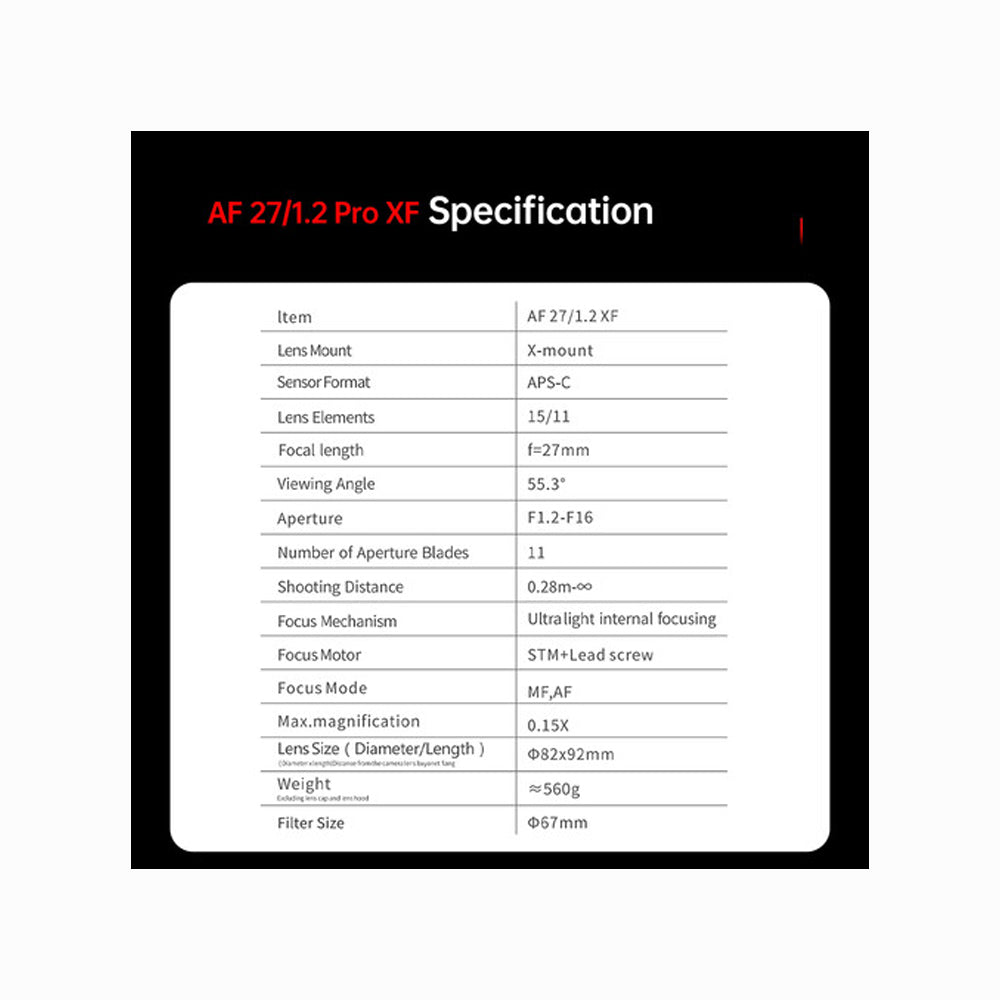 Viltrox AF 27mm F1.2 Pro APS-C Lens for Fujifilm X-Mount