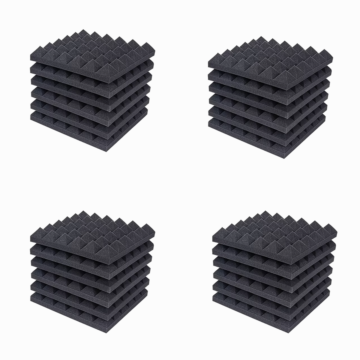 Acoustic Sound Foam Panels, 24 Pack 2" X 12" X 12" Soundproofing Treatment Studio Wall Padding Sound Absorbing Fireproof(BLACK)