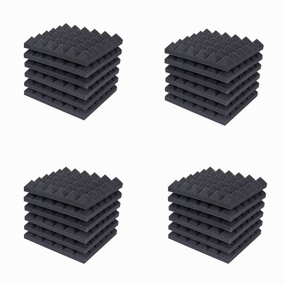 Acoustic Sound Foam Panels, 24 Pack 2" X 12" X 12" Soundproofing Treatment Studio Wall Padding Sound Absorbing Fireproof(BLACK)