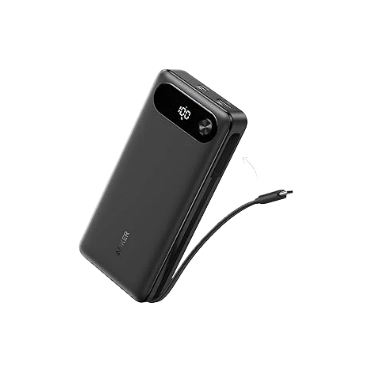 Anker 20000mAh Power Bank 87W Max Output with 65W Fast Charging USB-C and USB-A Ports Built-In Durable USB-C Cable - A1383H11 - Black