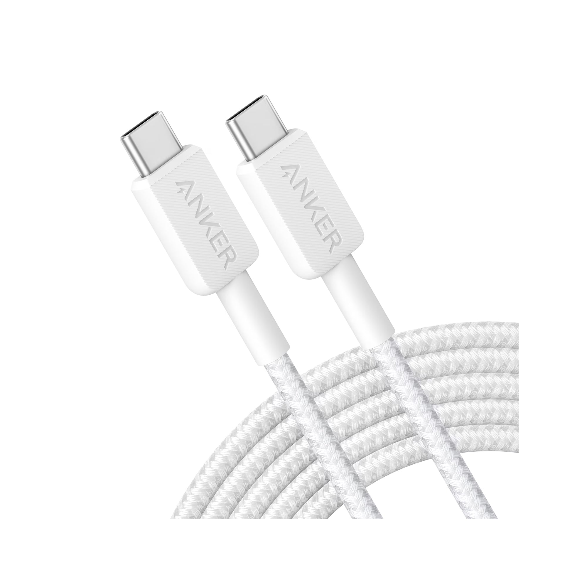 Anker 322 Braided USB-C to USB-C Cable 10ft, 60W – White-A81F7H21-1