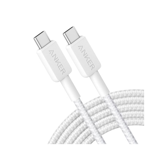 Anker 322 Braided USB-C to USB-C Cable 10ft, 60W – White-A81F7H21-1