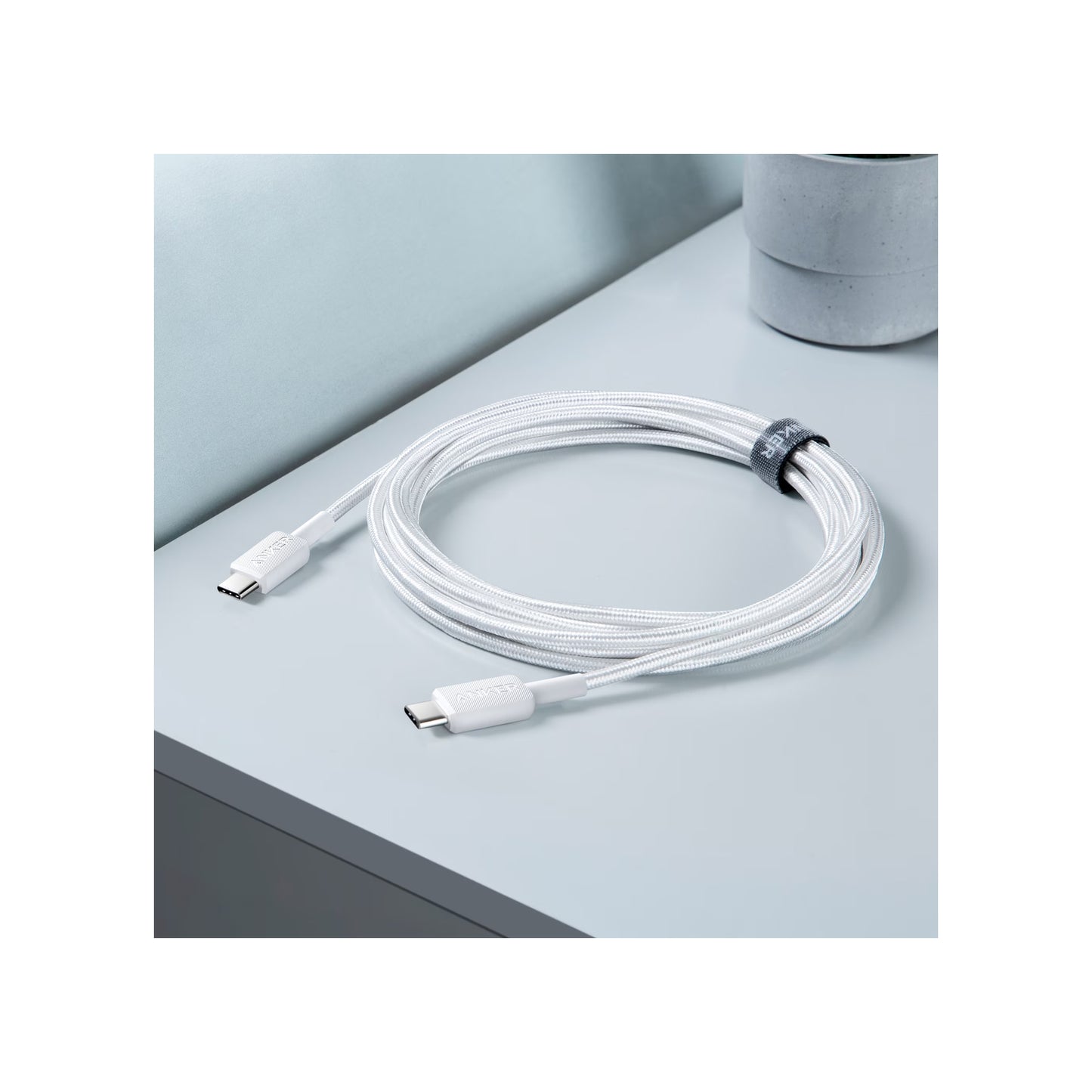 Anker 322 Braided USB-C to USB-C Cable 10ft, 60W – White-A81F7H21-1