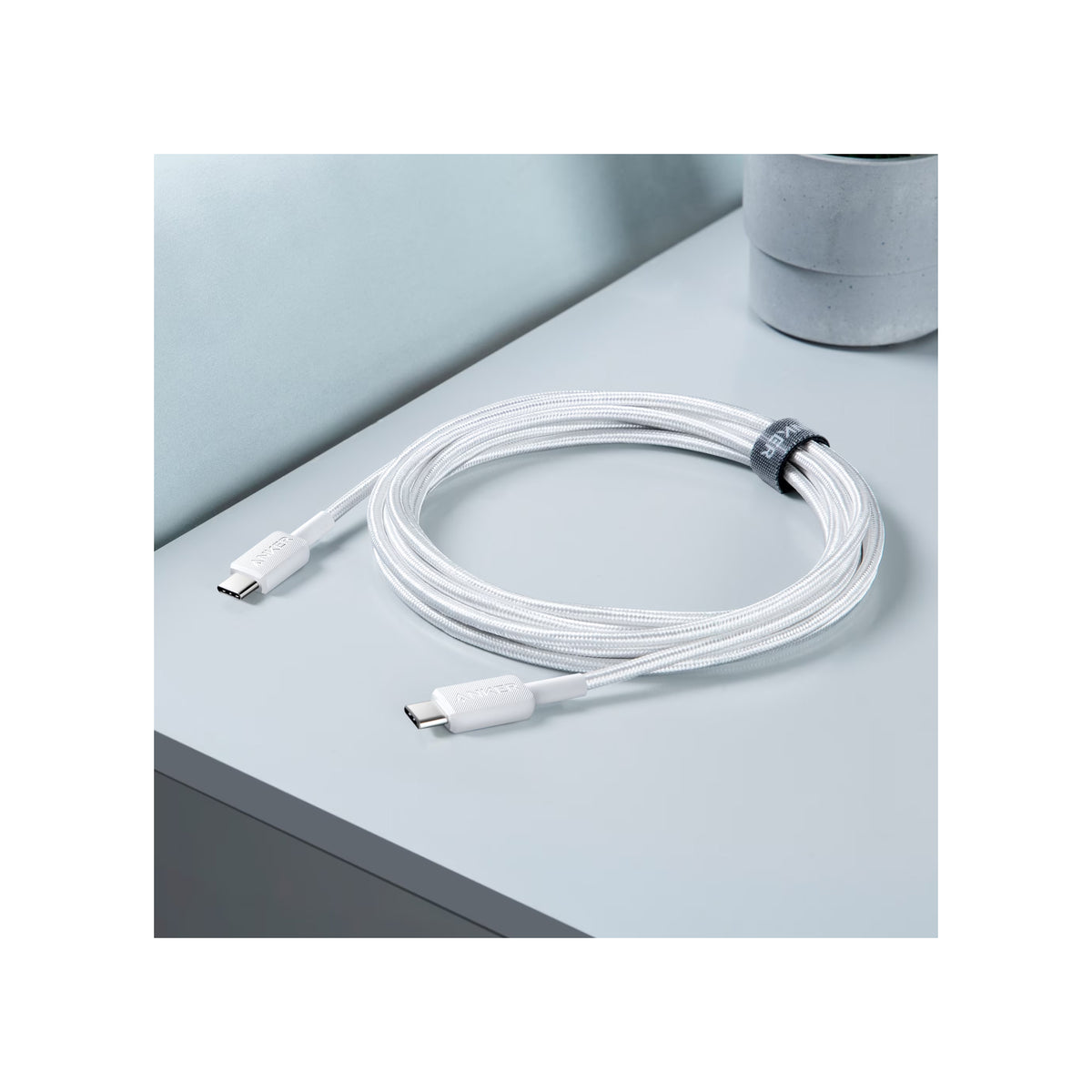 Anker 322 Braided USB-C to USB-C Cable 10ft, 60W – White-A81F7H21-1