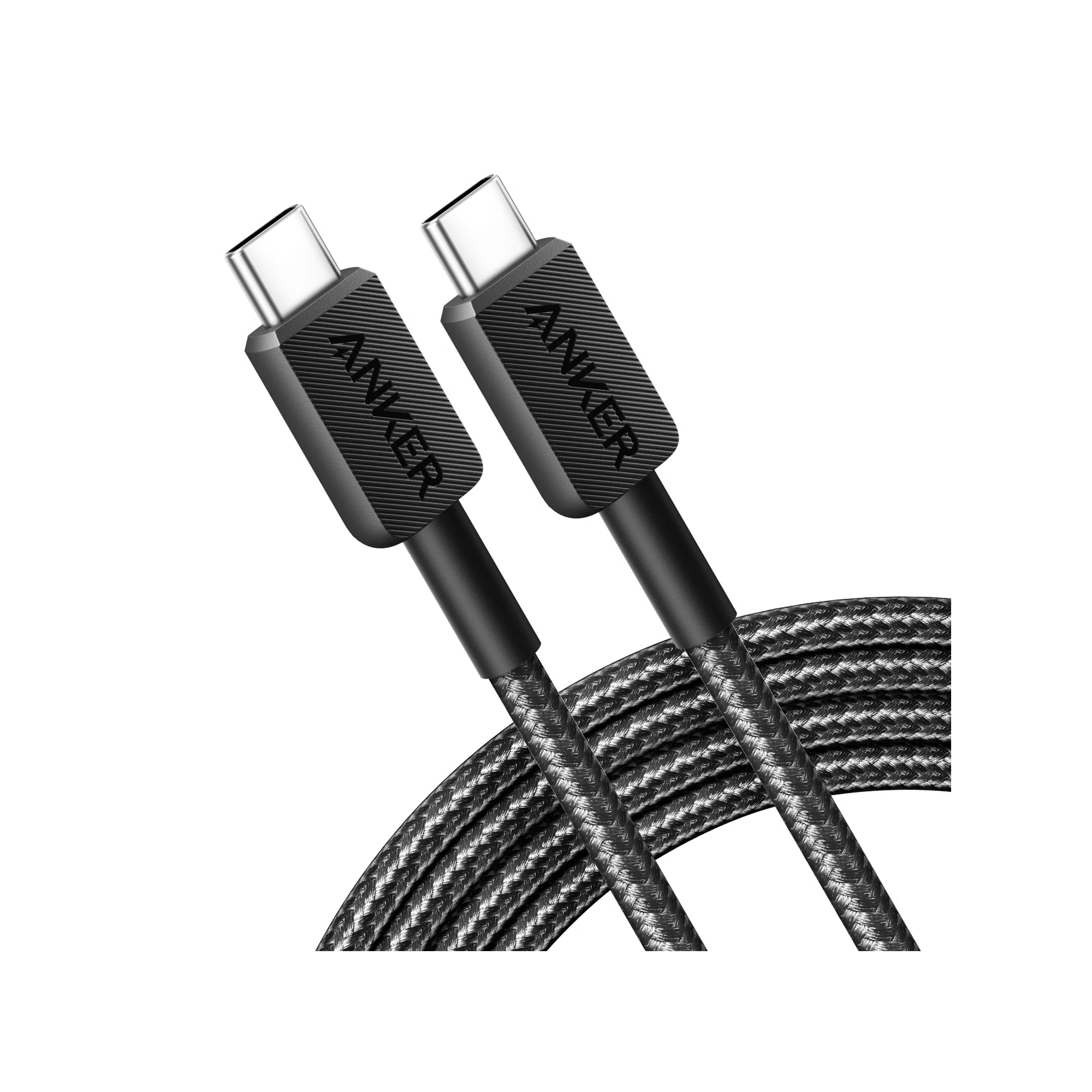 Anker Durable Braided USB-C to USB-C Cable 6ft, 60W – Black (A8753H11)