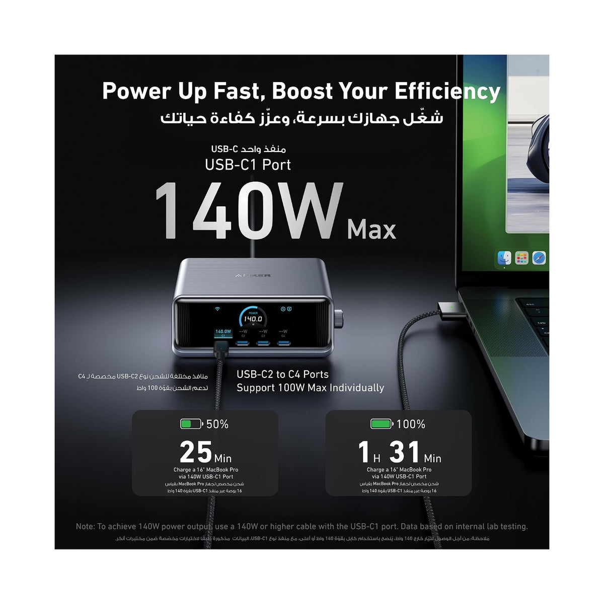 Anker Prime 250W GaNPrime Desktop Charging Station 6 Ports A2345241 – Black