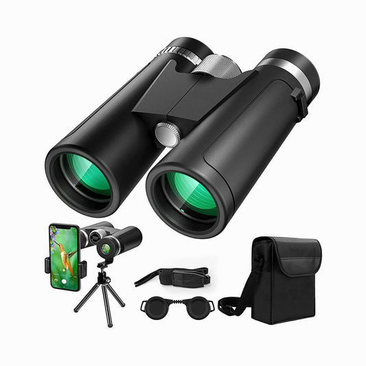K&F CONCEPT 12x42 Professional HD Binoculars with Phone Clip and Tripod Low Light Night Vision Waterproof & Lightweight for Bird Watching Hunting Travel (KF33.057)
