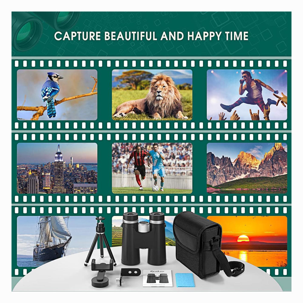 K&F CONCEPT 12x42 Professional HD Binoculars with Phone Clip and Tripod Low Light Night Vision Waterproof & Lightweight for Bird Watching Hunting Travel (KF33.057)