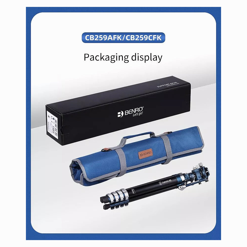 Benro CB259AFK TCBA15FS20PROC CyanBird Compact Alum Travel Angel Flip Lock Tripod with FS20PRO Fluid Head