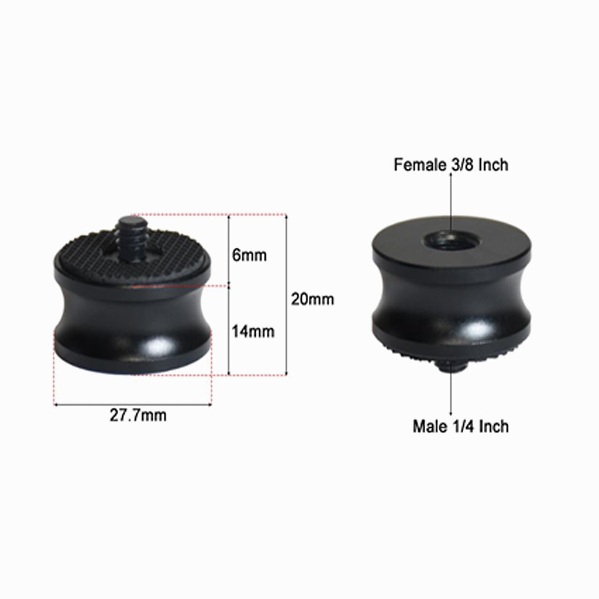 Tripod Inch Adapter Screw Aluminum Male 1/4" - Female 3/8"  CS018