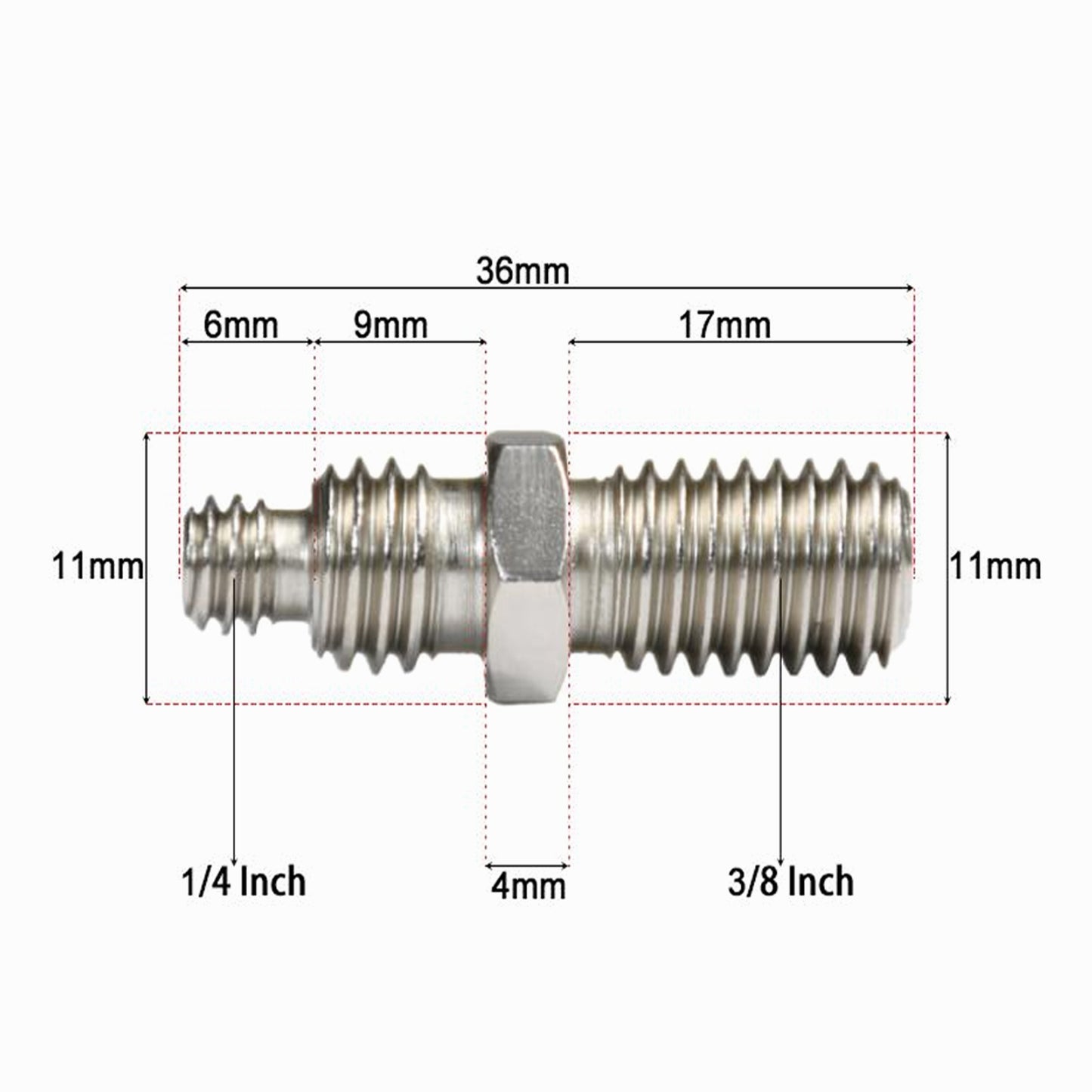 Male 1/4" - 3/8" Tripod Inch Screw Adapter Metal Long CS044