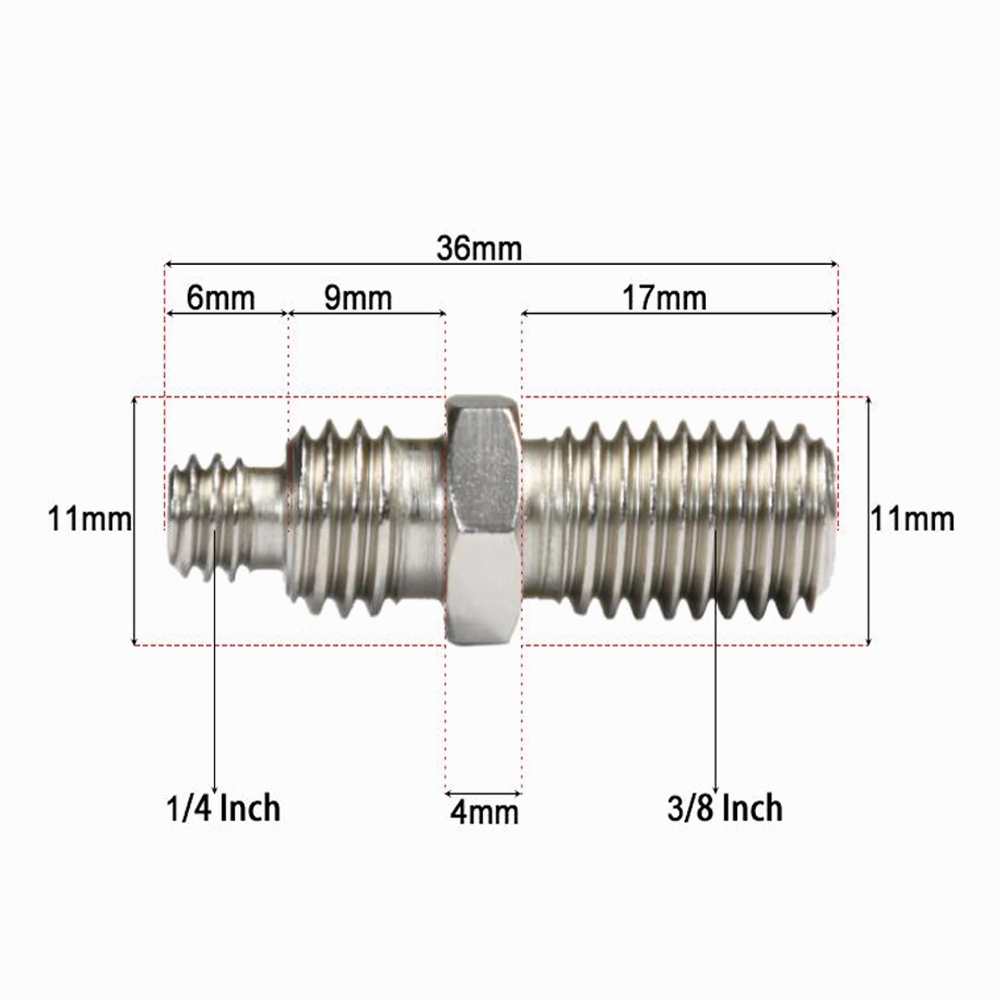 Male 1/4" - 3/8" Tripod Inch Screw Adapter Metal Long CS044