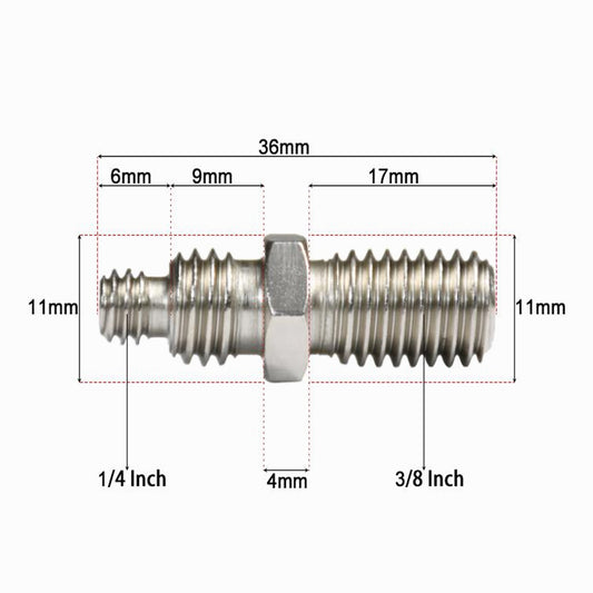 Male 1/4" - 3/8" Tripod Inch Screw Adapter Metal Long CS044