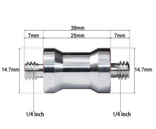 Light Stand Conversion Screws Threaded Adapter Socket 1/4 Male to 1/4 Male