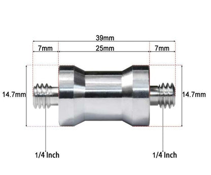Light Stand Conversion Screws Threaded Adapter Socket 1/4 Male to 1/4 Male