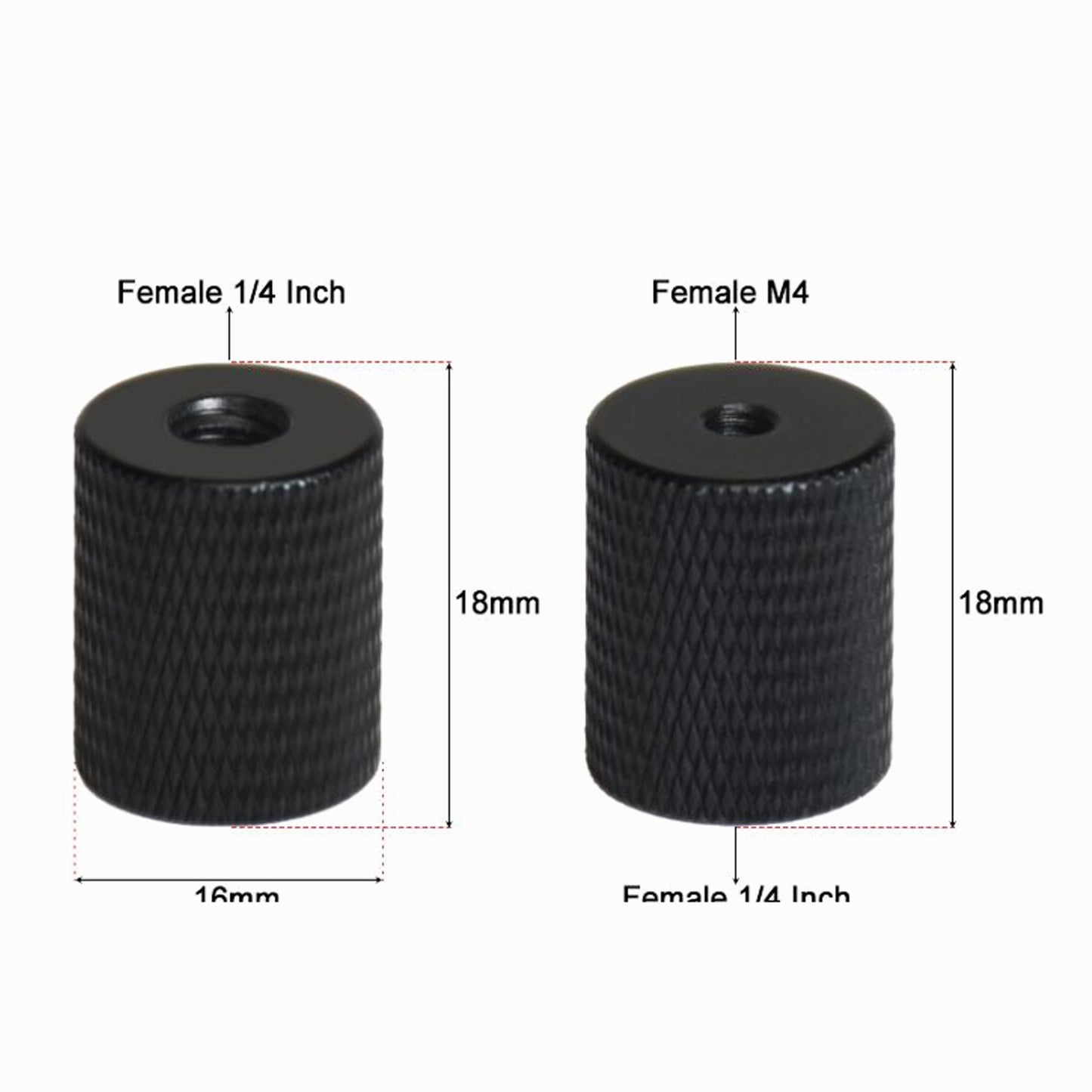 Mic Stand Adapter 1/4 to M4 Female Camera Screw Thread Adapter Black CS074