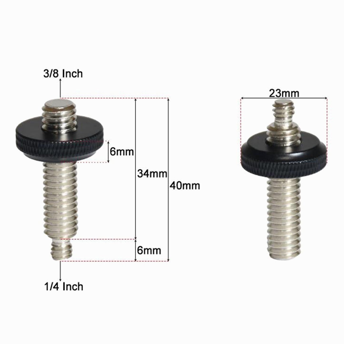 1/4 to 3/8 Male to Male Screw Adapter Kit with Adjustable Nut Screw CS082