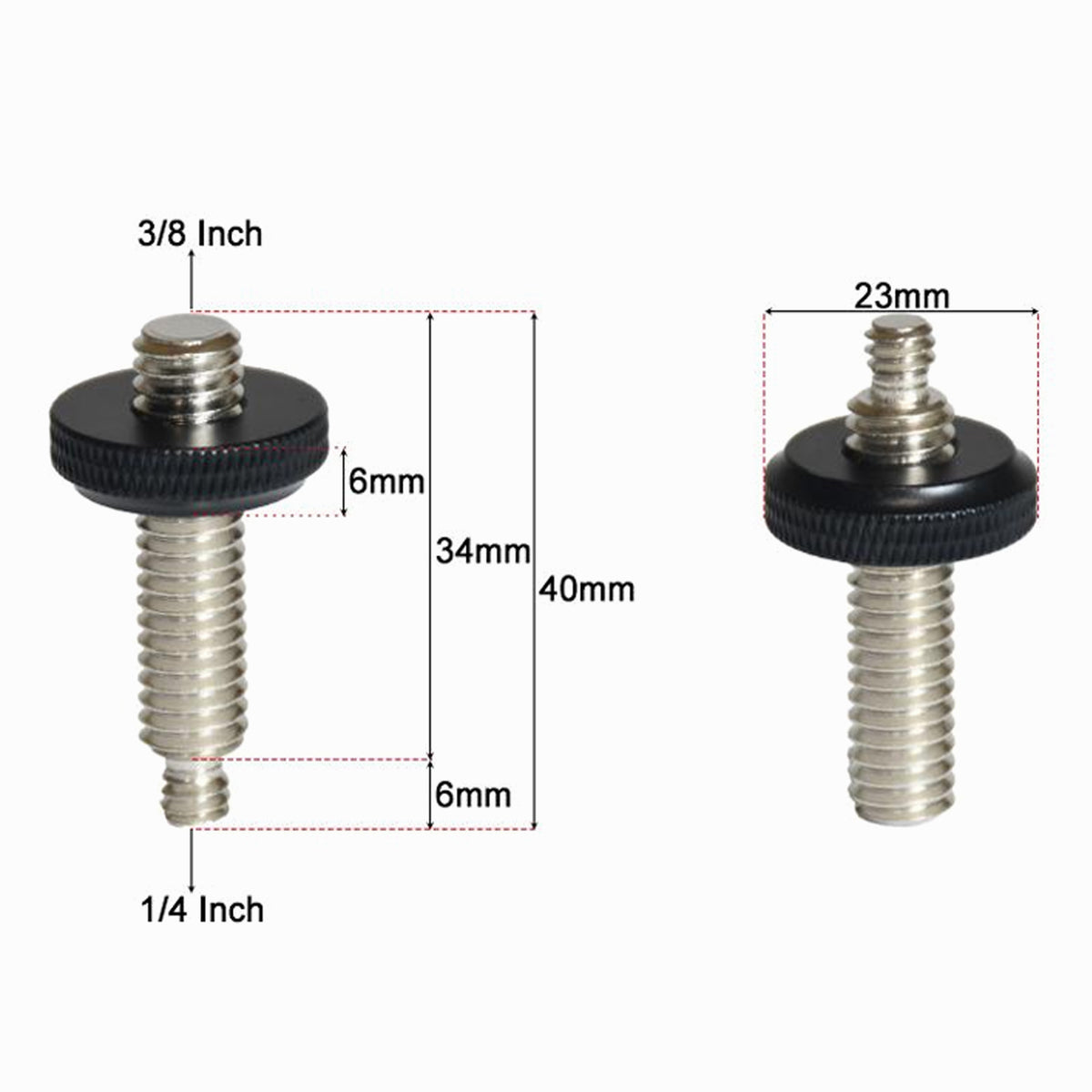 1/4 to 3/8 Male to Male Screw Adapter Kit with Adjustable Nut Screw CS082