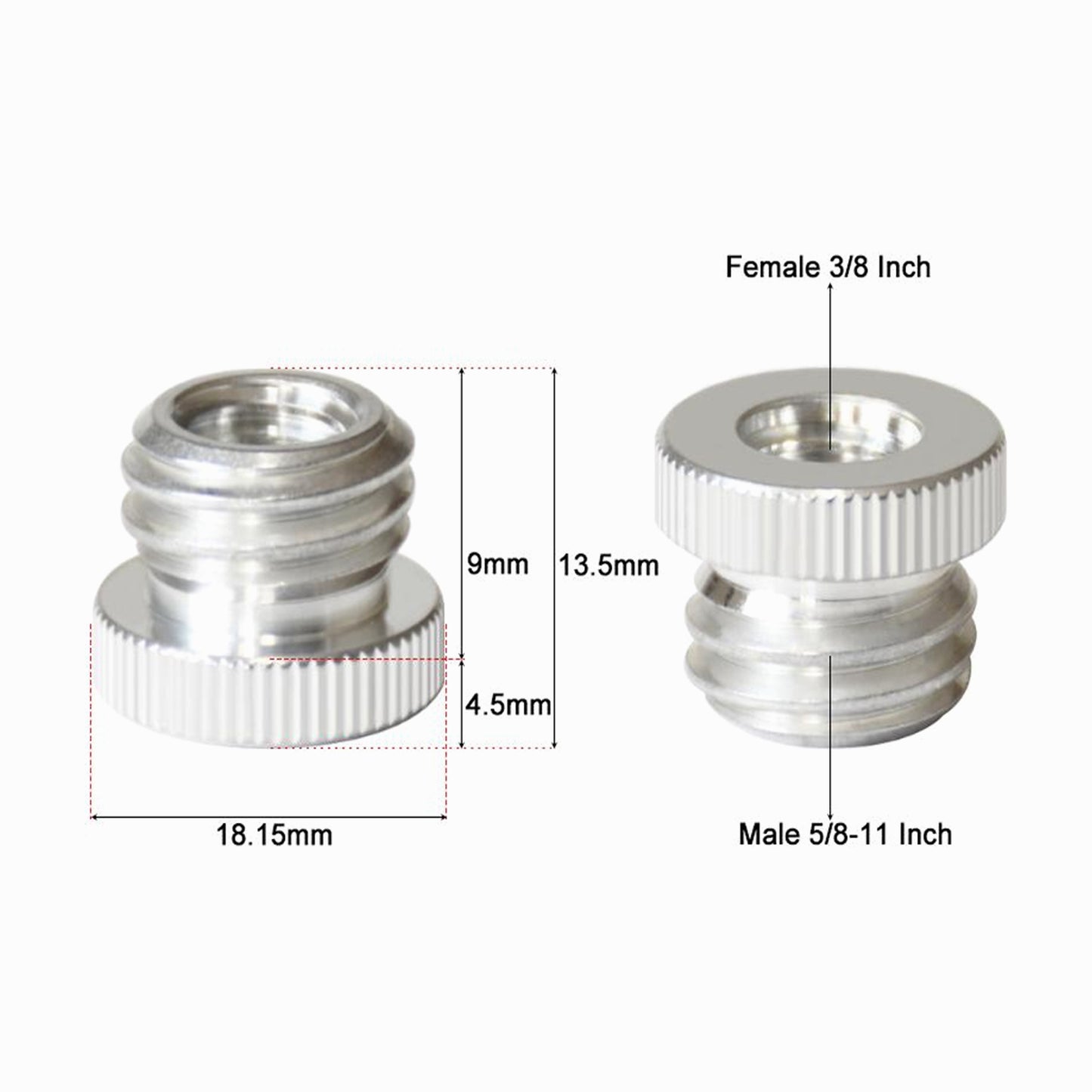 Female 3/8" - Male 5/8" Screw Adapter Aluminum CS105