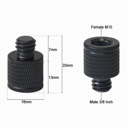 Female 3/8" - Male M10 tripod adapter Aluminium Black, Screw CS117