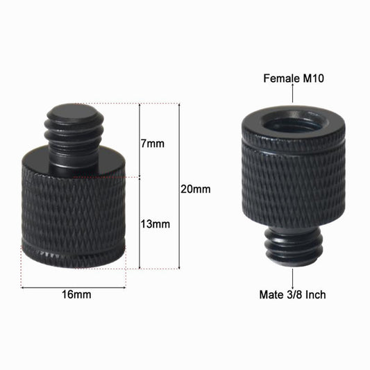 Female 3/8" - Male M10 tripod adapter Aluminium Black, Screw CS117