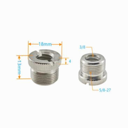 Microphone Screw Adapter 5/8"-27 Male to 3/8"-16 Female  Silver CS163