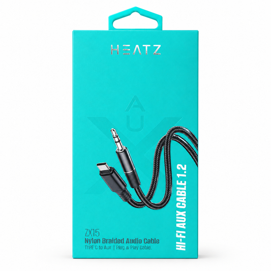 HEATZ ZX15 NYLON BRAIDED AUDIO CABLE LIGHTNING TO AUX