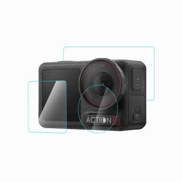 DJI Osmo Action 5 Pro PULUZ 3-in-1 Lens Front and Back Screen Tempered Glass Explosion-proof Film (Transparent)