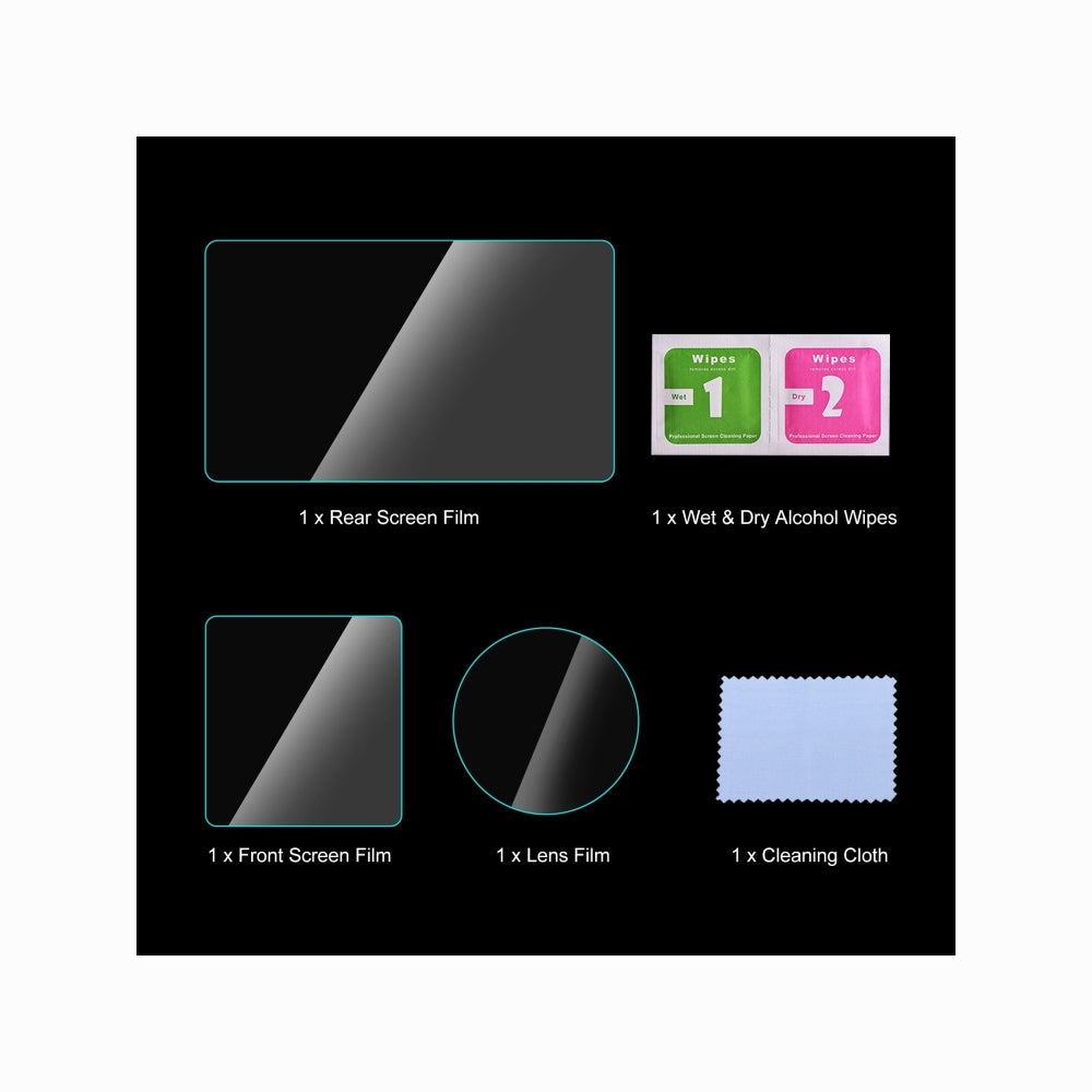 DJI Osmo Action 5 Pro PULUZ 3-in-1 Lens Front and Back Screen Tempered Glass Explosion-proof Film (Transparent)