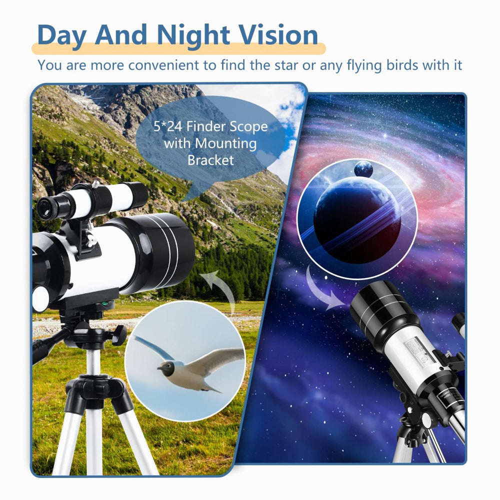 K&F Concept Children Solar Eclipse & Astronomical Telescope 70mm Aperture 300mm Focal Length, Portable Telescope with Tripod, Phone Holder & Bluetooth Remote Control (KF33.036)