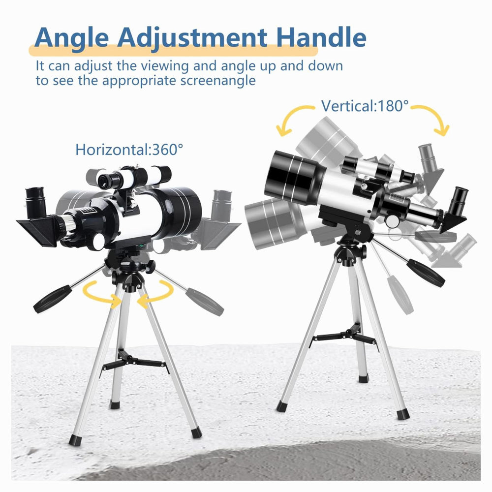 K&F Concept Children Solar Eclipse & Astronomical Telescope 70mm Aperture 300mm Focal Length, Portable Telescope with Tripod, Phone Holder & Bluetooth Remote Control (KF33.036)