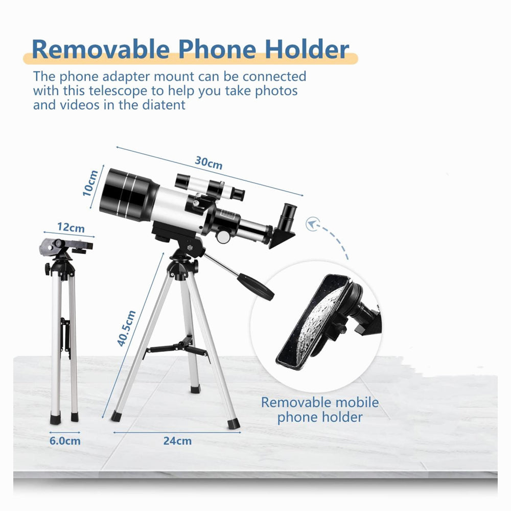 K&F Concept Children Solar Eclipse & Astronomical Telescope 70mm Aperture 300mm Focal Length, Portable Telescope with Tripod, Phone Holder & Bluetooth Remote Control (KF33.036)