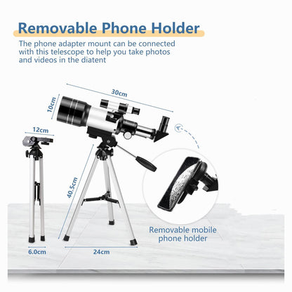 K&F Concept Children Solar Eclipse & Astronomical Telescope 70mm Aperture 300mm Focal Length, Portable Telescope with Tripod, Phone Holder & Bluetooth Remote Control (KF33.036)