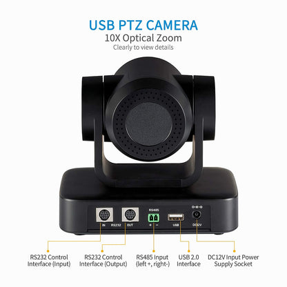 FEELWORLD USB10X Video Conference USB PTZ Camera 10X Optical Zoom Full HD 1080p