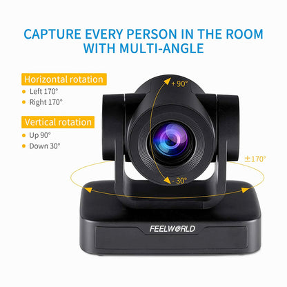 FEELWORLD USB10X Video Conference USB PTZ Camera 10X Optical Zoom Full HD 1080p