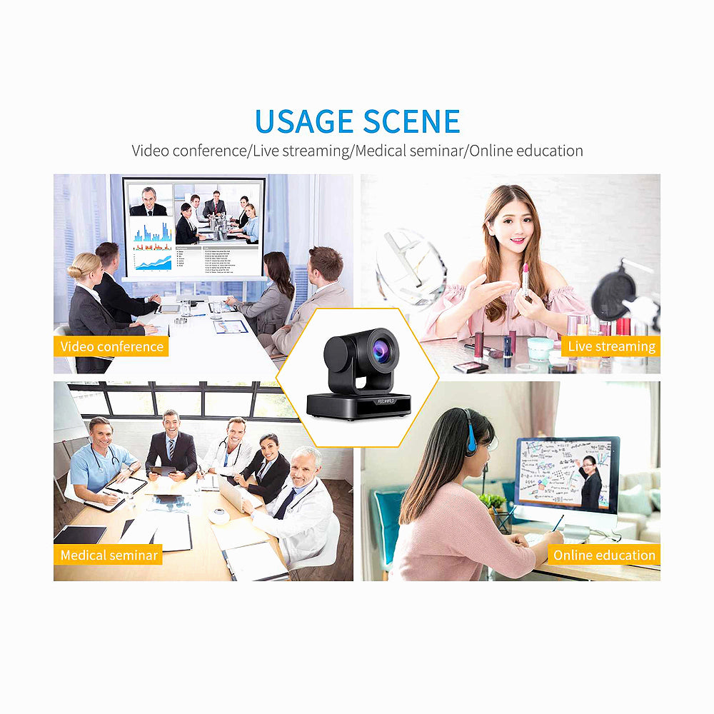 FEELWORLD USB10X Video Conference USB PTZ Camera 10X Optical Zoom Full HD 1080p