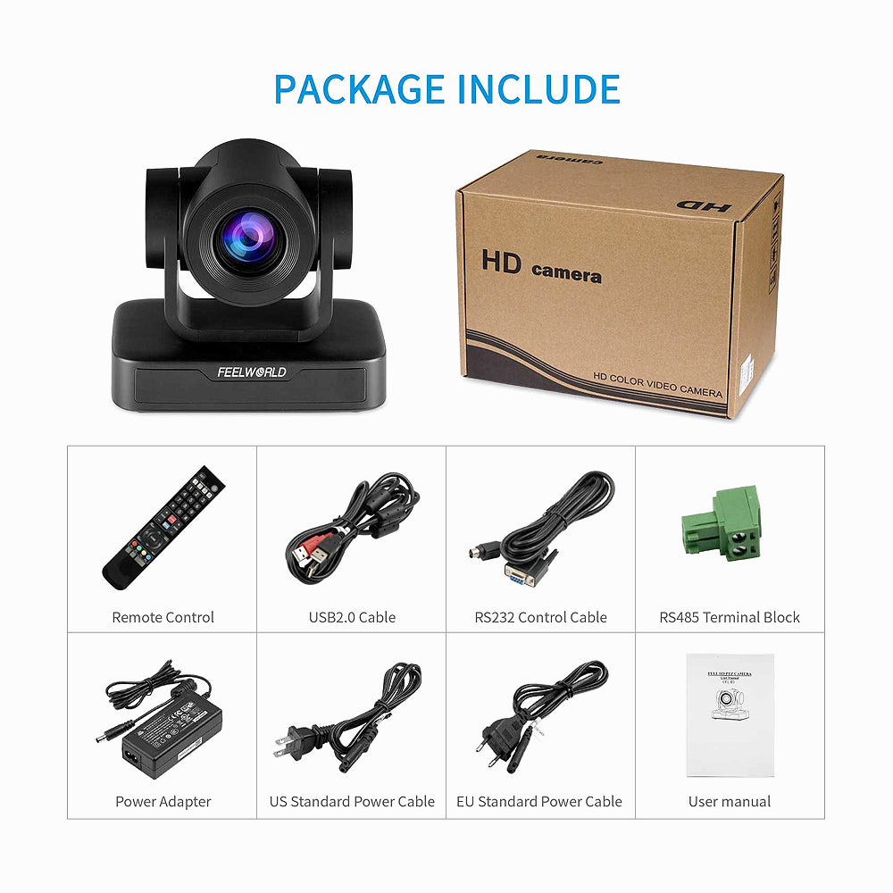 FEELWORLD USB10X Video Conference USB PTZ Camera 10X Optical Zoom Full HD 1080p