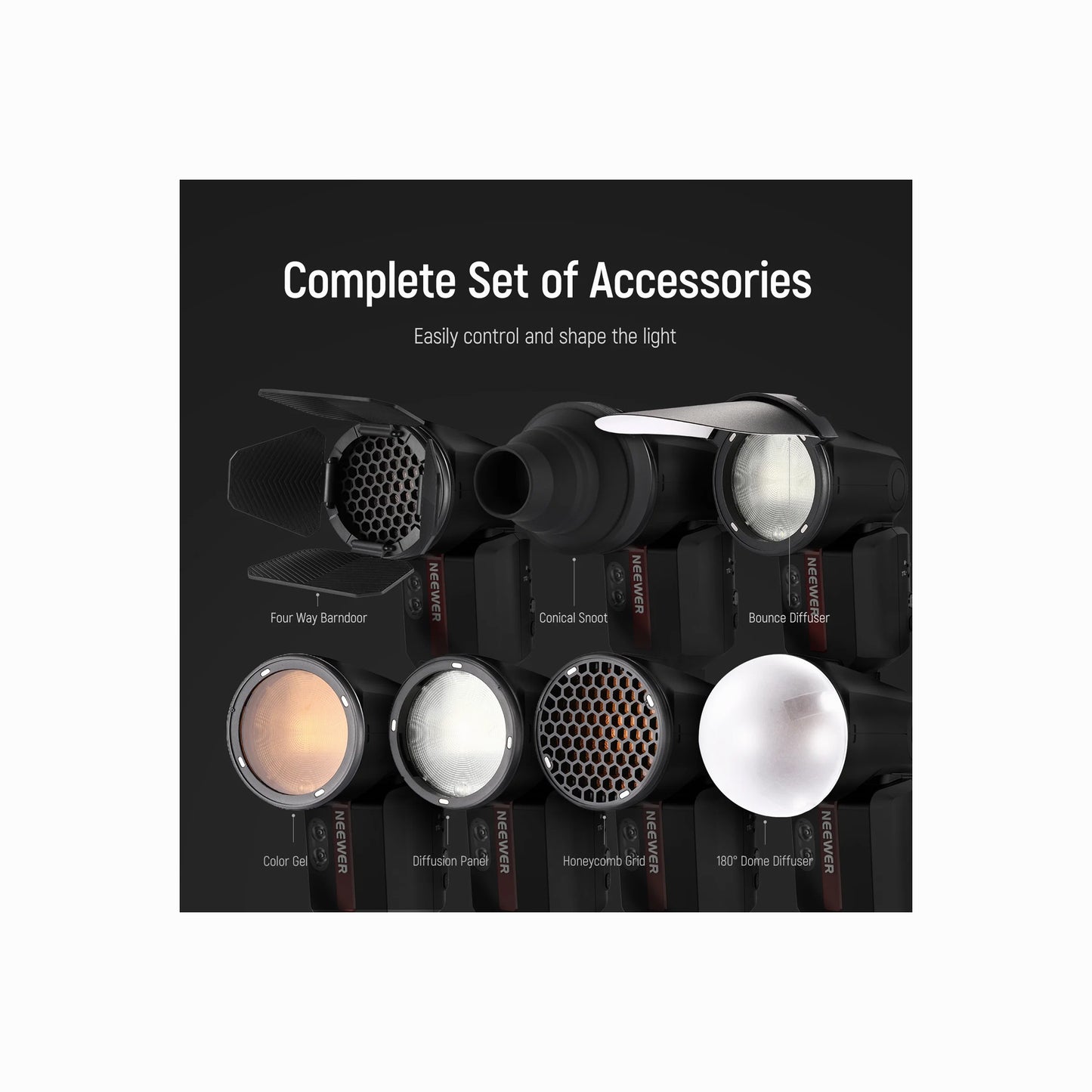 NEEWER CRM2 Magnetic Flash Modifier Kit for Round Head Speedlites