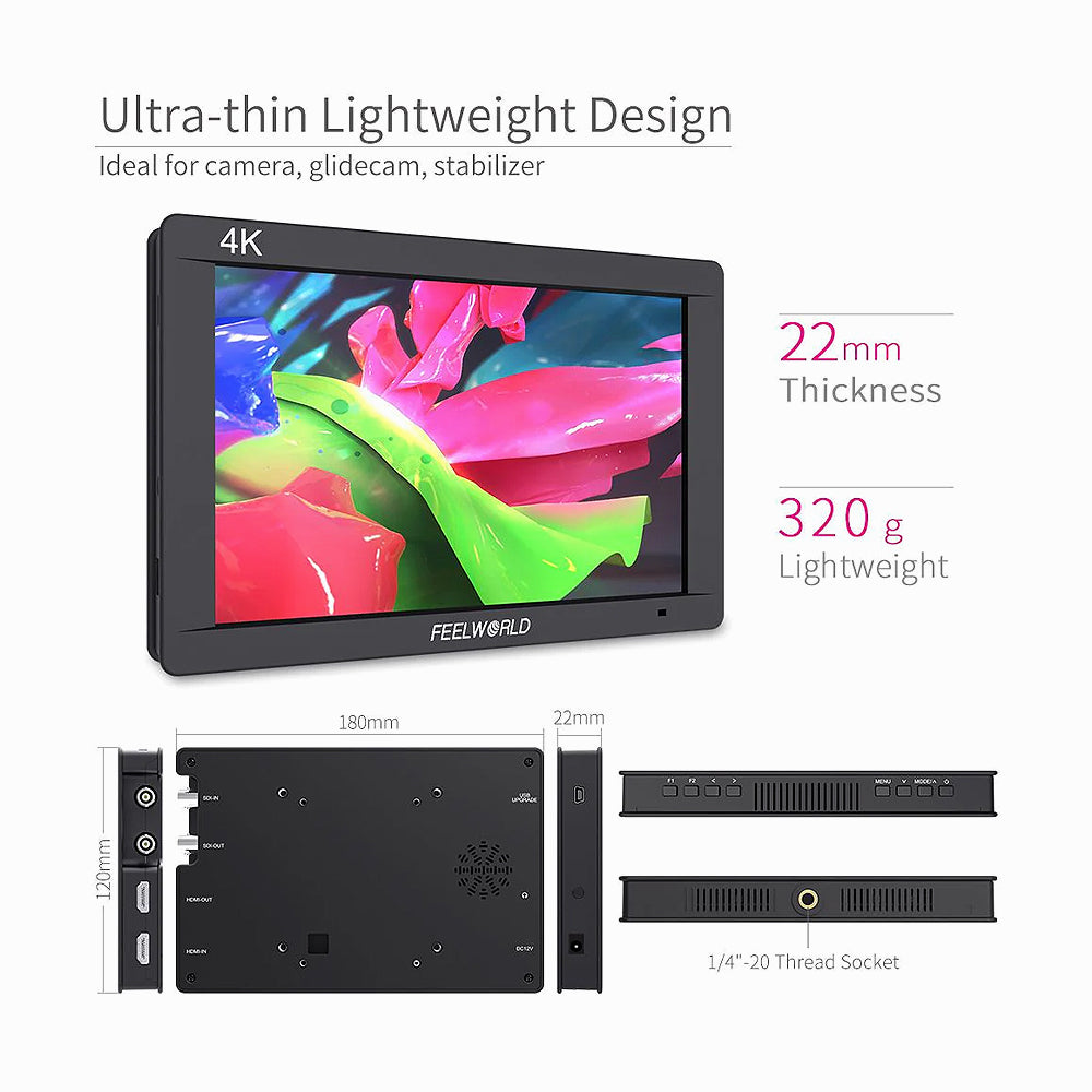 FeelWorld FW703 7INCH IPS 3G-SDI 4K HDMI On-Camera Monitor
