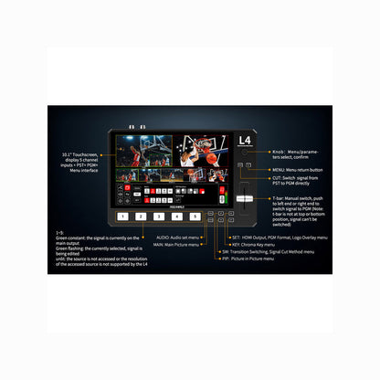 FeelWorld L4 HDMI Livestream Switcher 10.1" LCD Monitor