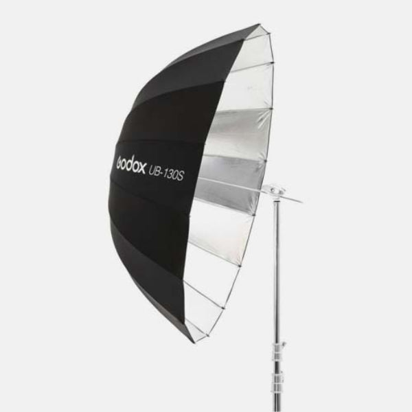 Godox UB-130S silver parabolic umbrella with diffuser