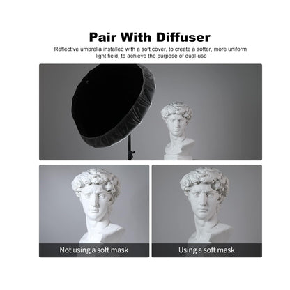 Godox UB-130S silver parabolic umbrella with diffuser