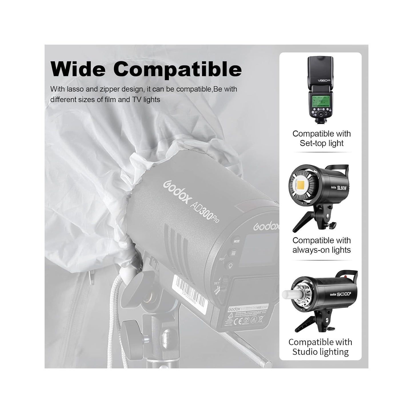 Godox UB-130S silver parabolic umbrella with diffuser