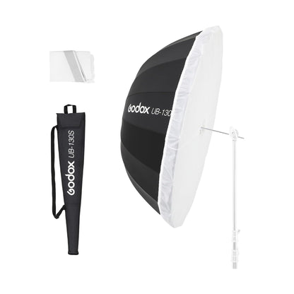 Godox UB-130S silver parabolic umbrella with diffuser