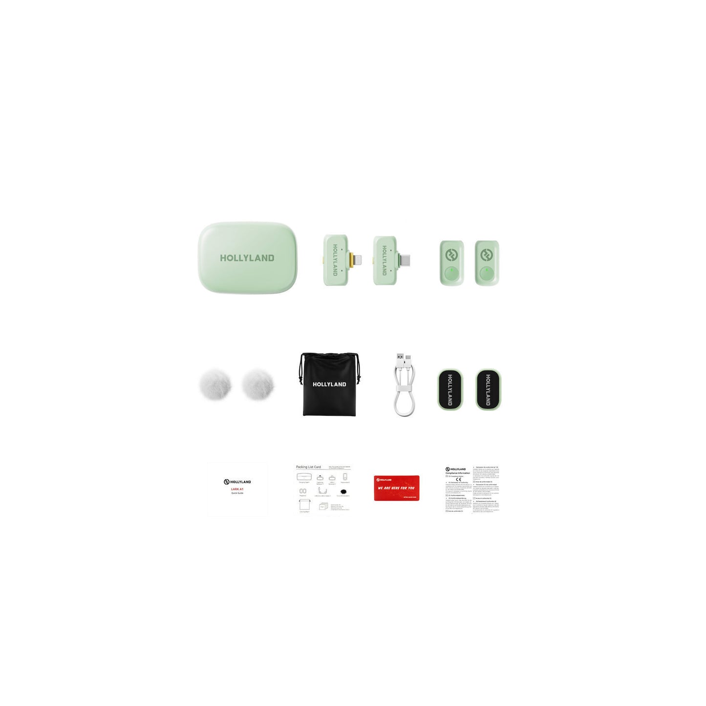 HOLLYLAND LARK A1 Combo Wireless Microphone- (Mint Green)