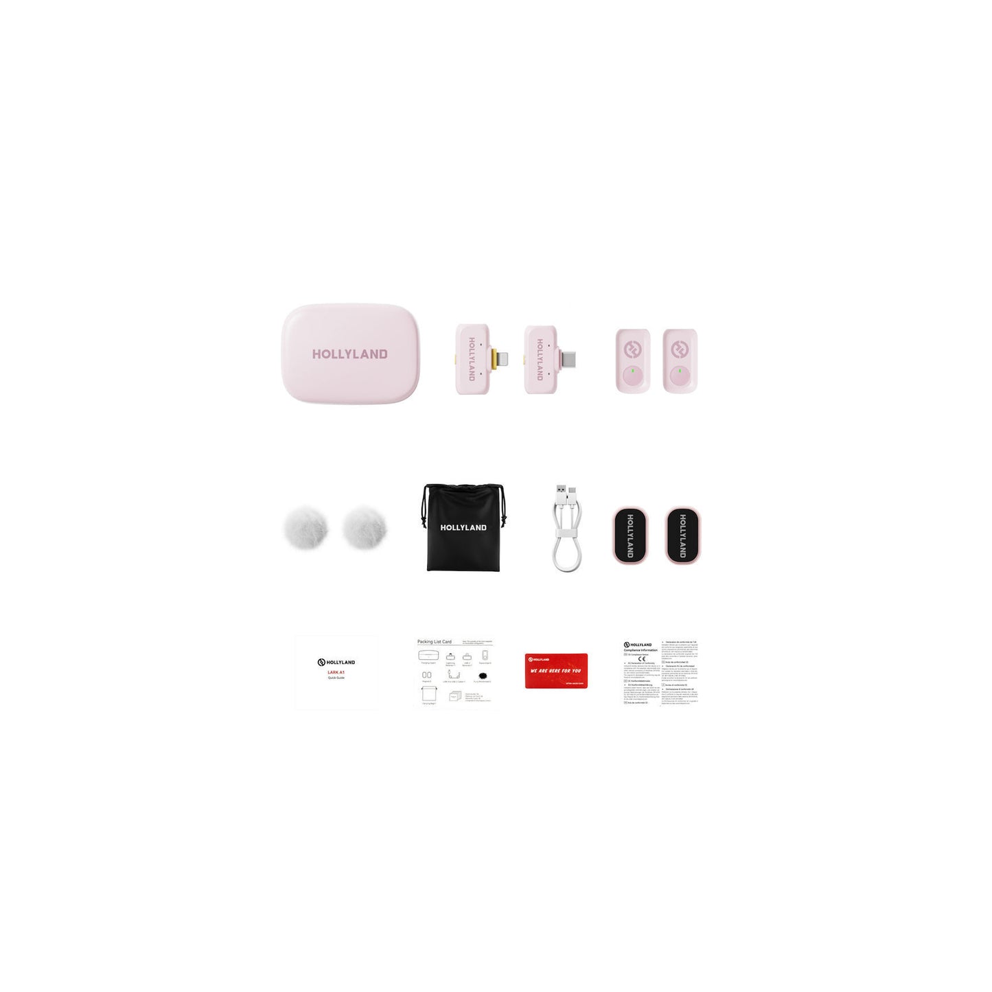 HOLLYLAND LARK A1 Combo Wireless Microphone – Cloud Pink