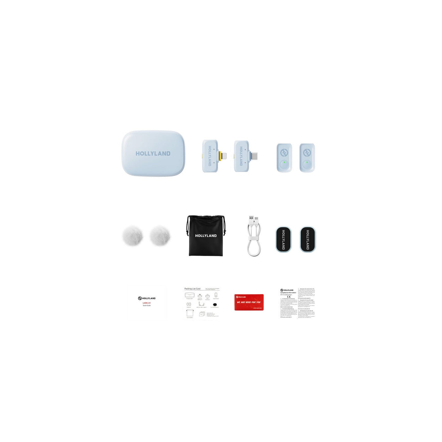HOLLYLAND LARK A1 Combo Wireless Microphone-Sky Blue